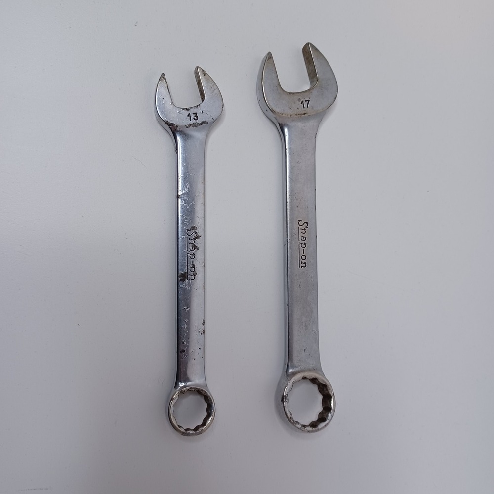 LOT of 2 Snap-on Chrome Open Combo Wrenches OEXM 17 OEXM 13 Vintage